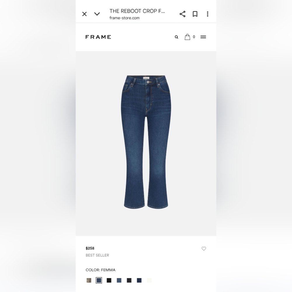 Frame Denim Women's Blue Jeans The Reboot Crop Femma Size 28 Like New